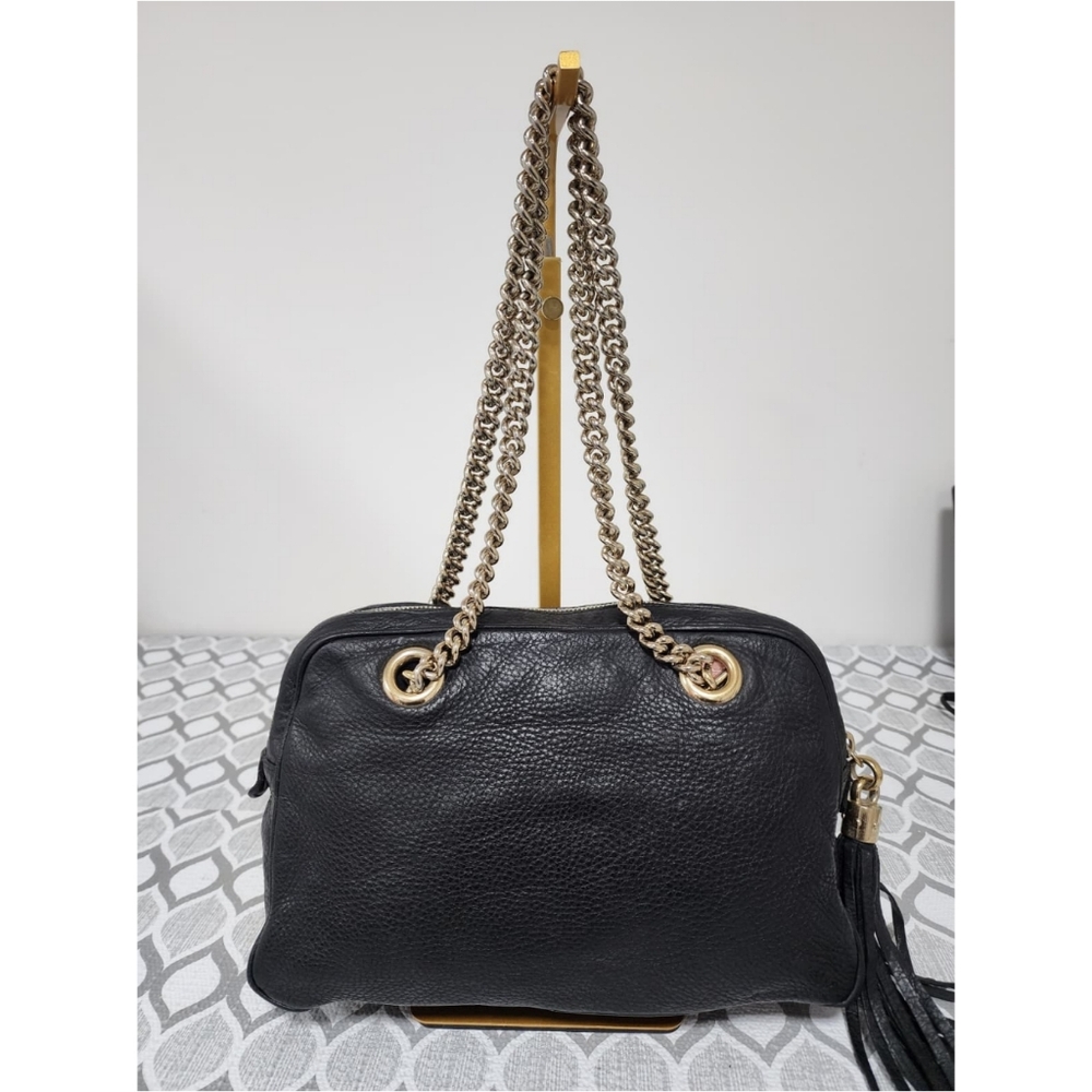 GUCCI Pebbled Leather Soho Chain Shoulder Bag Black - Picture 3 of 16